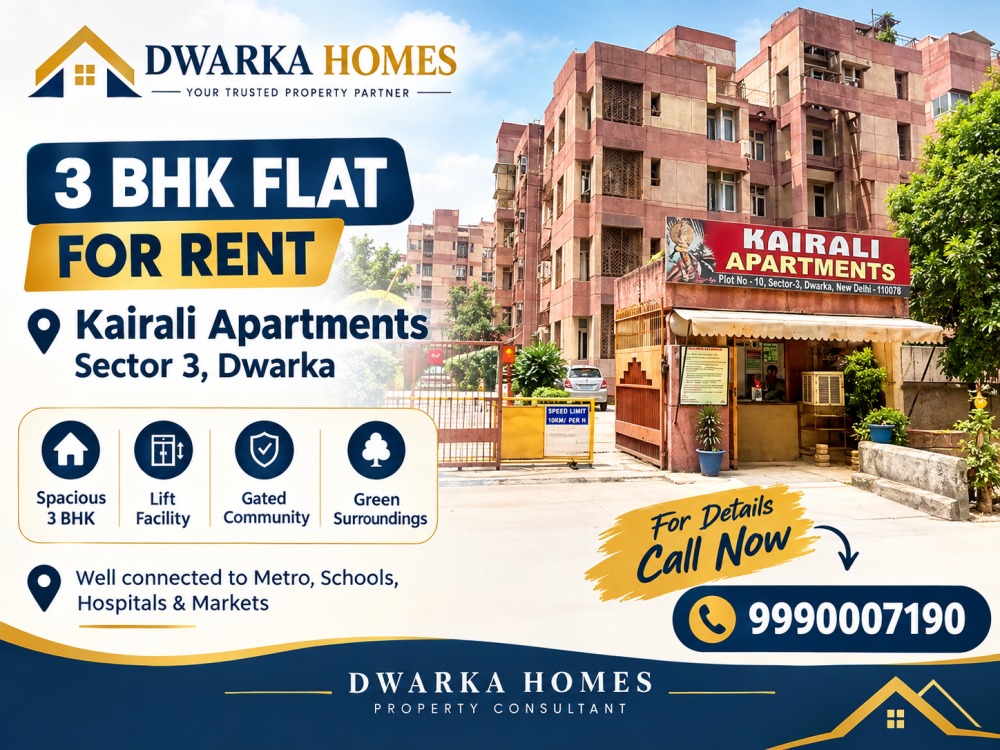 3 bhk flat for rent in Nav Kairali Apartment